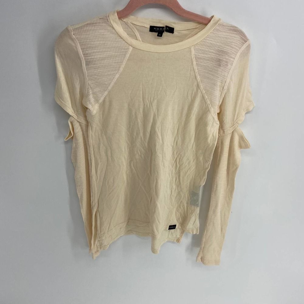 Koral cream crew neck cut short to long sleeve top womens xsmall